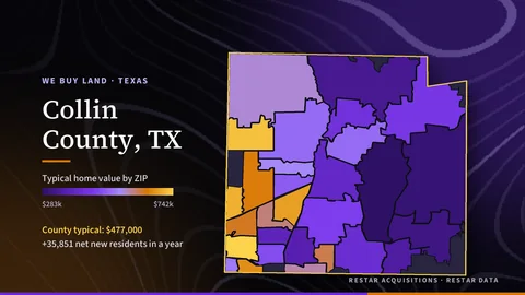 Map of typical home value by ZIP in Collin County, Texas