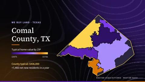Map of typical home value by ZIP in Comal County, Texas